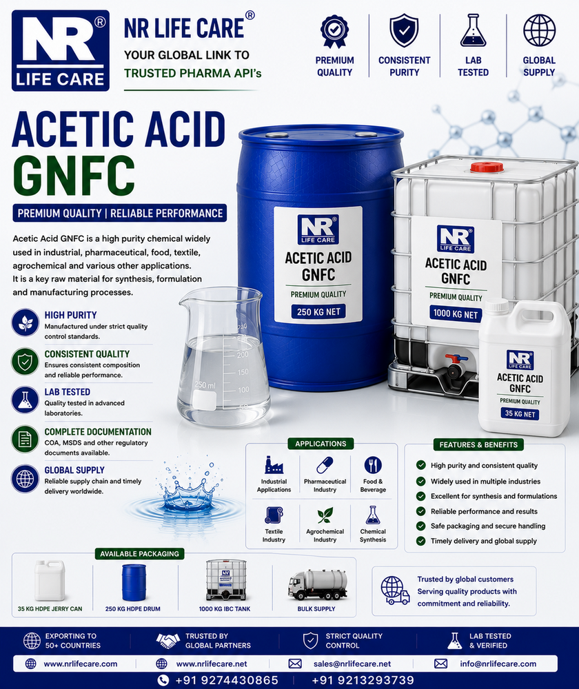 Acetic Acid Gnfc - 99.8% Purity, Crystalline Assay 99-100% | Ideal For Food Processing, Pharmaceuticals, Textile Manufacturing, 25kg Bags