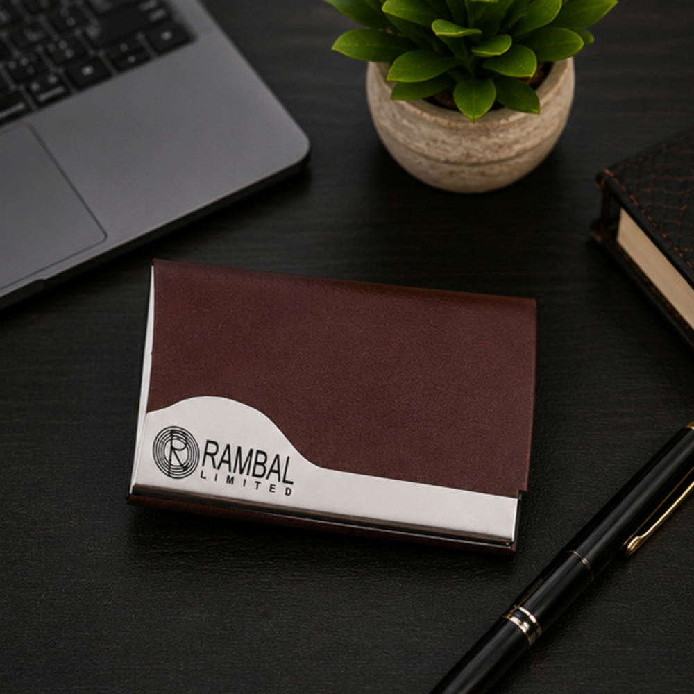 Executive Leather Metal Visiting Card Holder