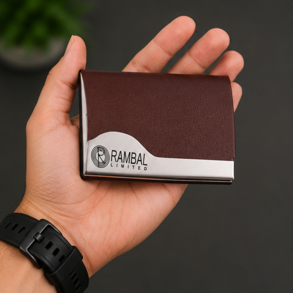 Executive Leather Metal Visiting Card Holder