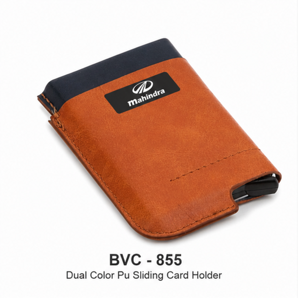 Dual Color PU Sliding Card Holder
