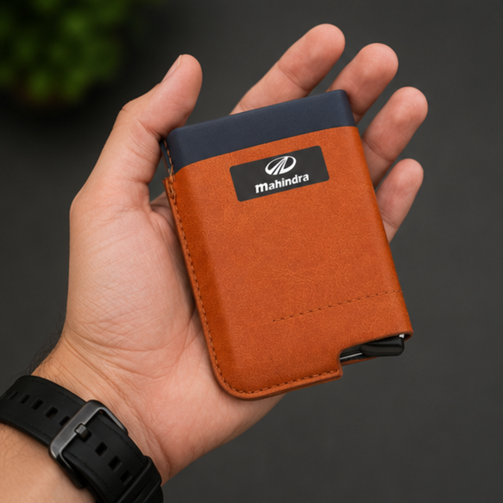 Dual Color PU Sliding Card Holder