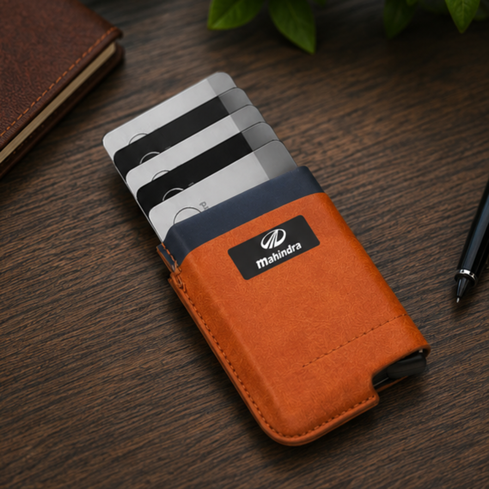 Dual Color PU Sliding Card Holder