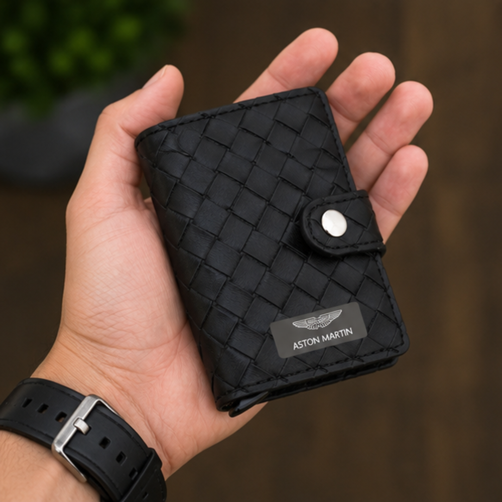 Woven PU Leather Card Holder