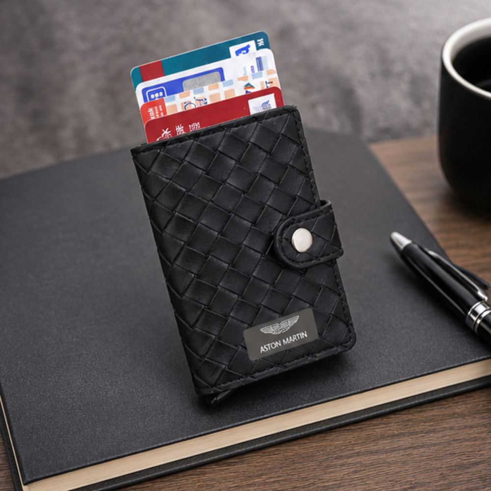 Woven PU Leather Card Holder