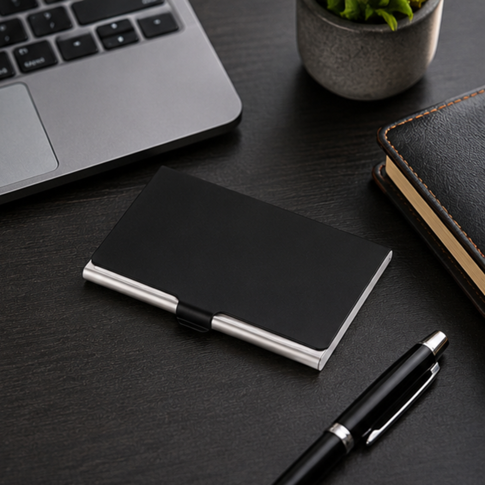 Premium Black Metal Card Holder