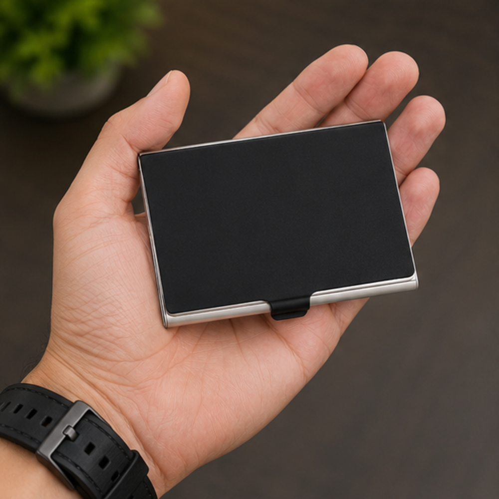 Premium Black Metal Card Holder
