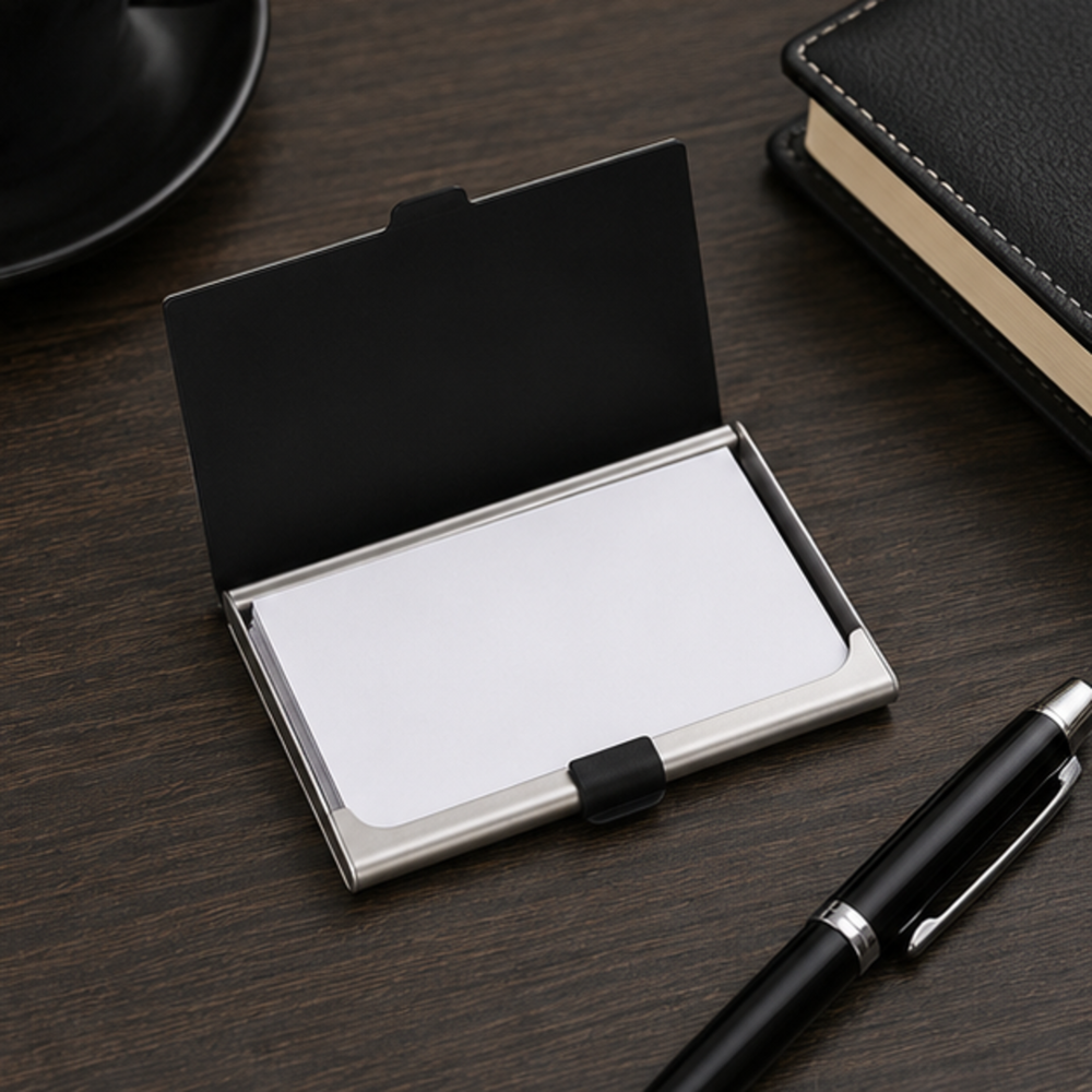 Premium Black Metal Card Holder