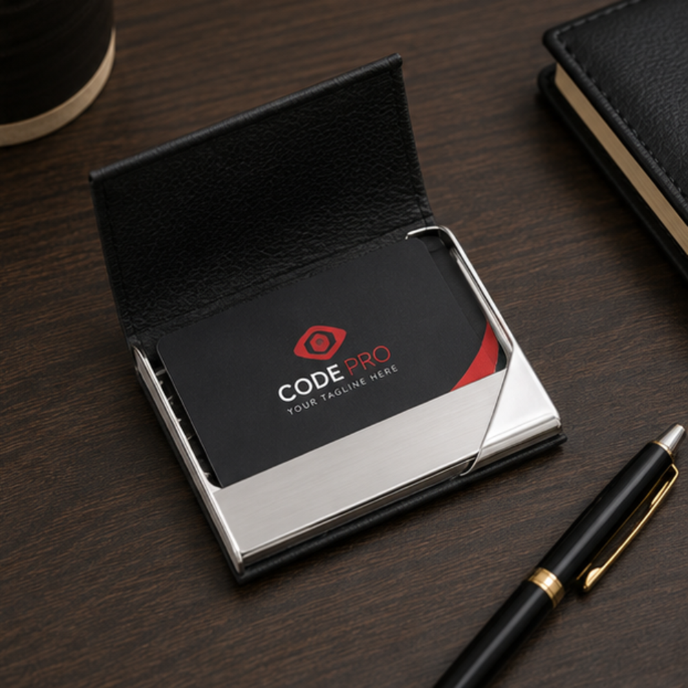 Brushed Metal Visiting Card Holder