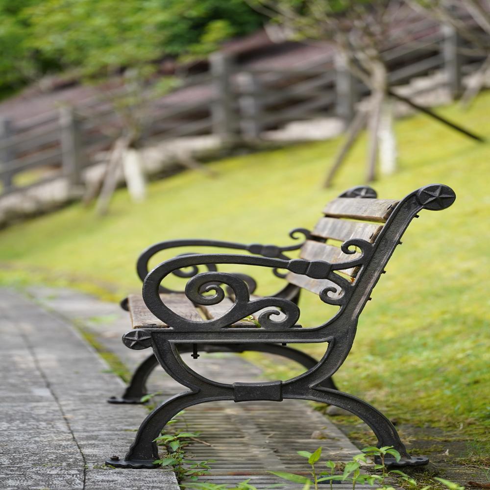 Cast Iron Bench - Cast Iron & Hardwood, 3-seater, Brown & Black, Powder-coated Frame, Rust-resistant