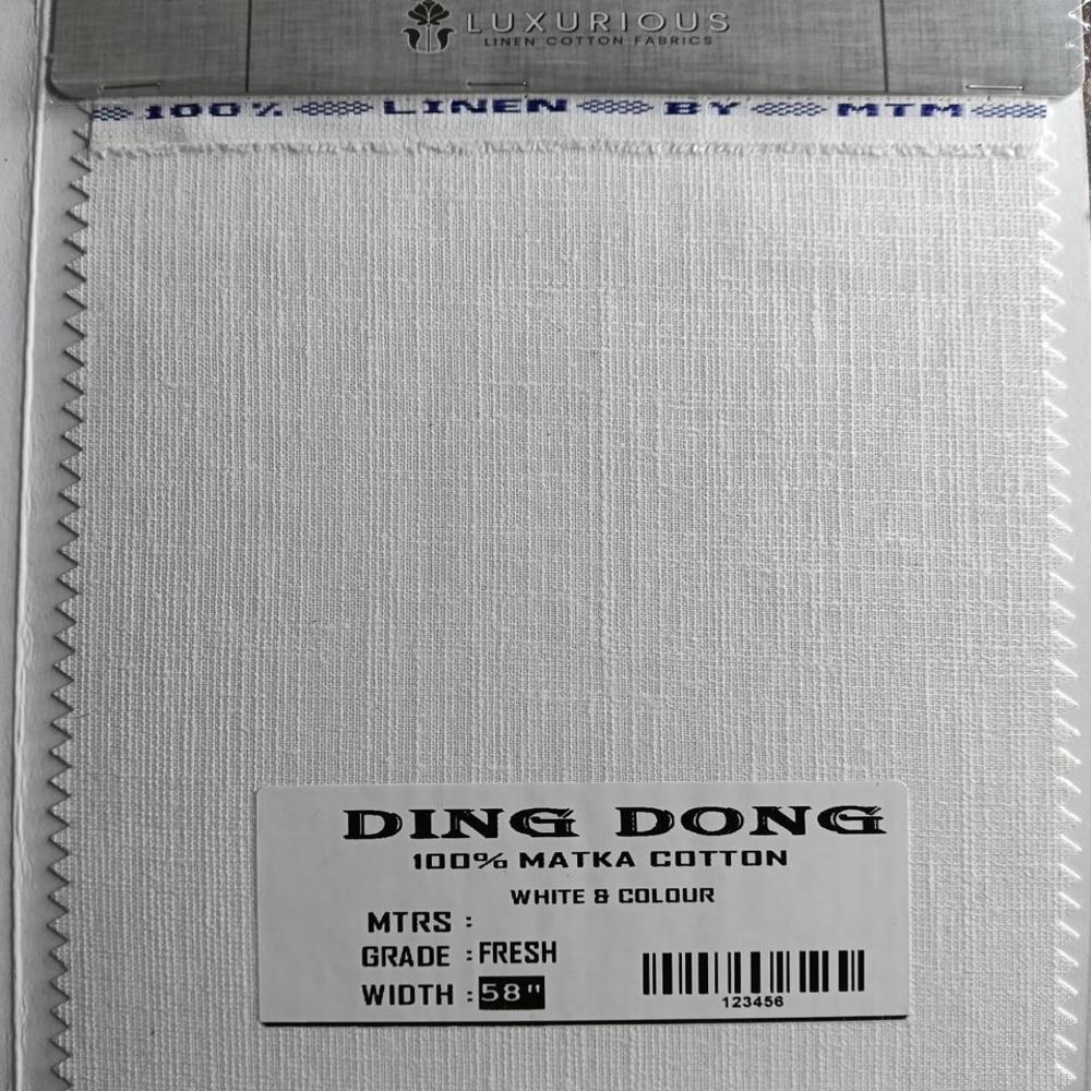 Ding Dong Cotton Linen Shirting Fabric 58" - Color: White Colour