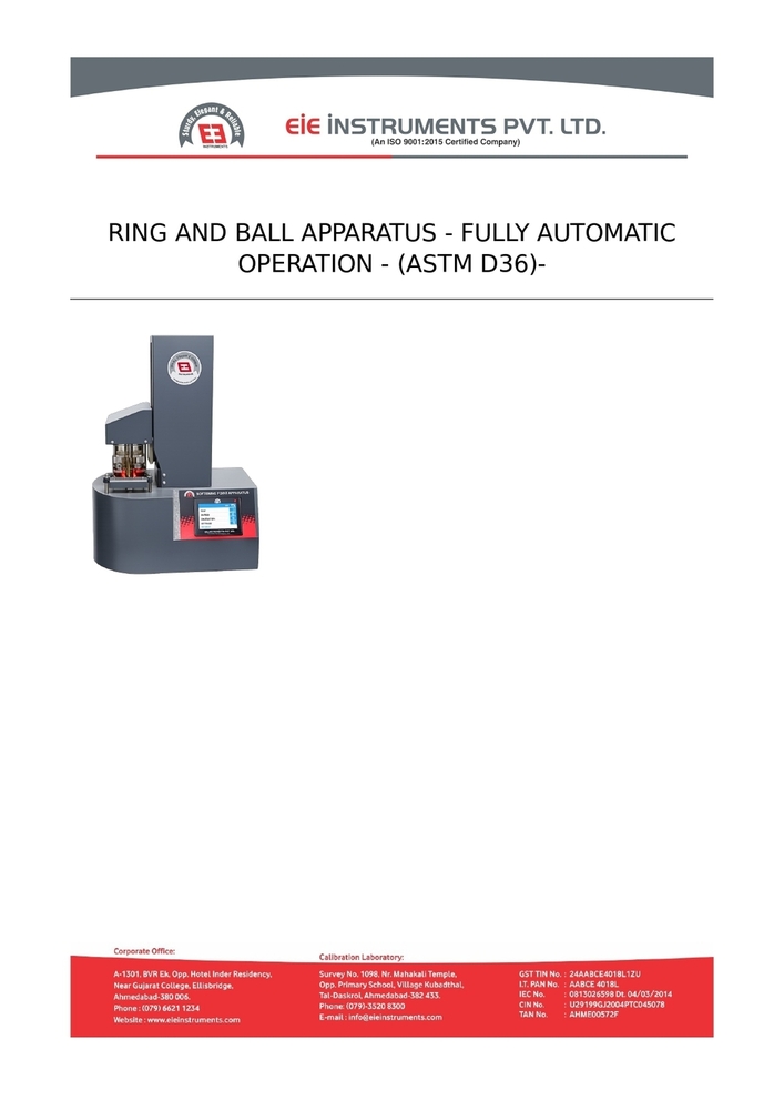 Ring And Ball Apparatus - (Softening Point Apparatus) - Fully Automatic Operation - Application: Bitumen Testing
