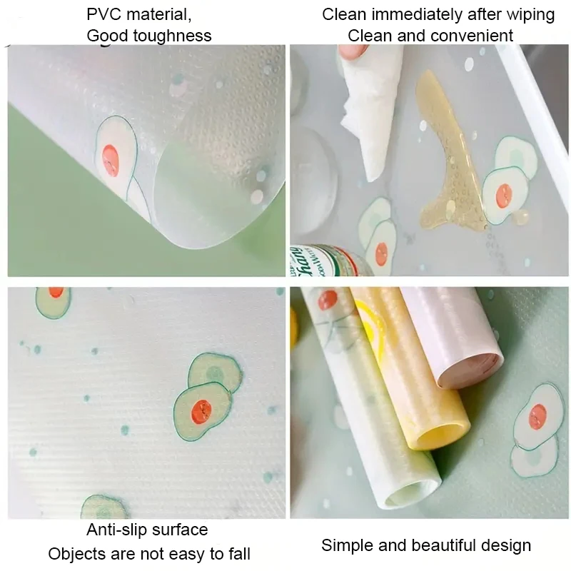 Printed Drawer Mat Semi Transparent Non-Slip Shelf Liners for Kitchen Cabinets - 45x300 CM