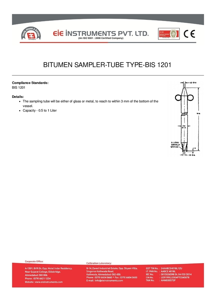 Bitumen Sampler - Application: Sampling From Storage Tanks