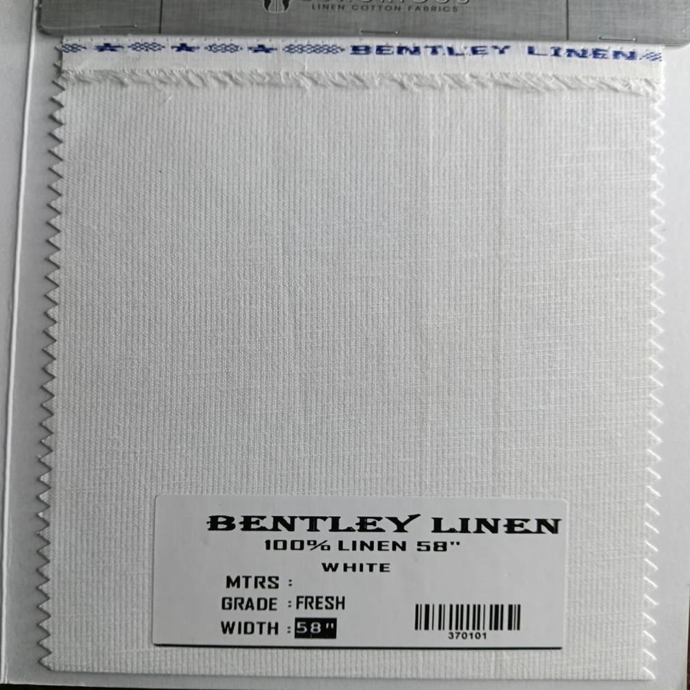 Bently Cotton Linen Shirting Fabric 58" - Color: White Colour