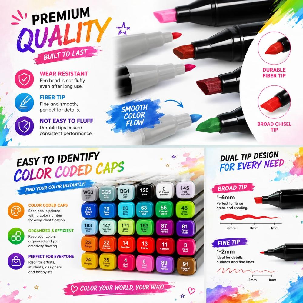 48 Pcs Marker Pen Set
