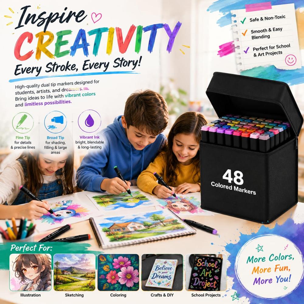 48 Pcs Marker Pen Set