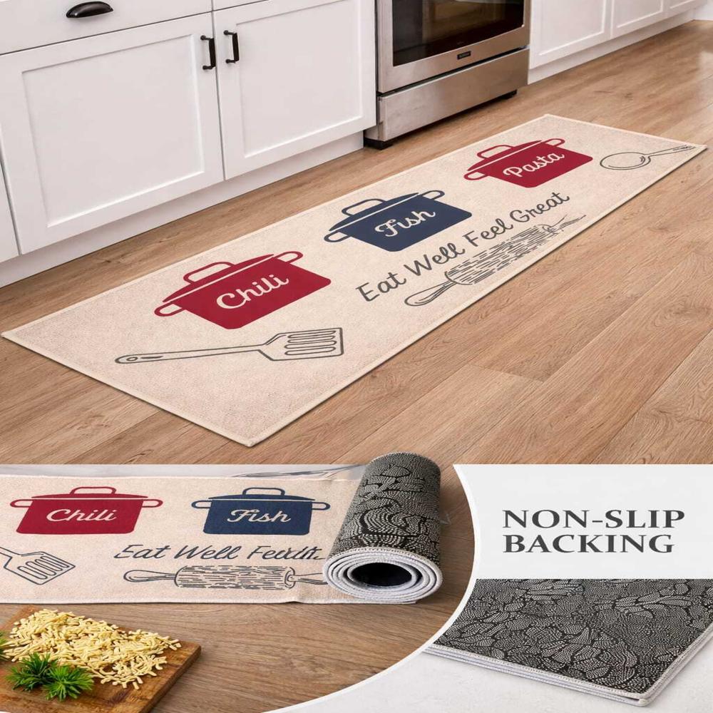 Kitchen FloorMat Set Soft and Super Water Absorbent Washable Easy to Clean Set of 2Pcs PASTA