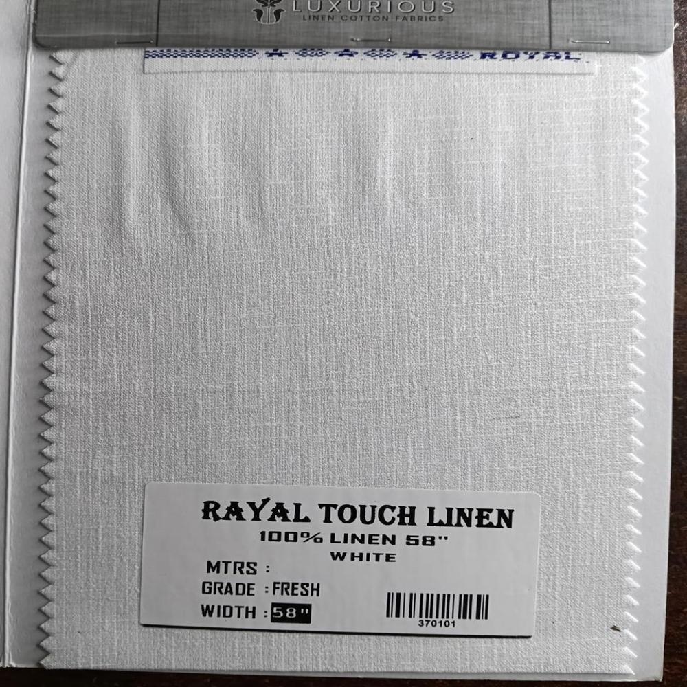 Rayal Cotton Linen Shirting Fabric 58" - Color: White Colour