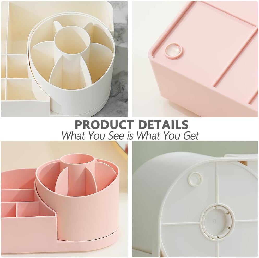 MAKEUP ORGANIZER WITH 360 ROTATING BRUSH HOLDER