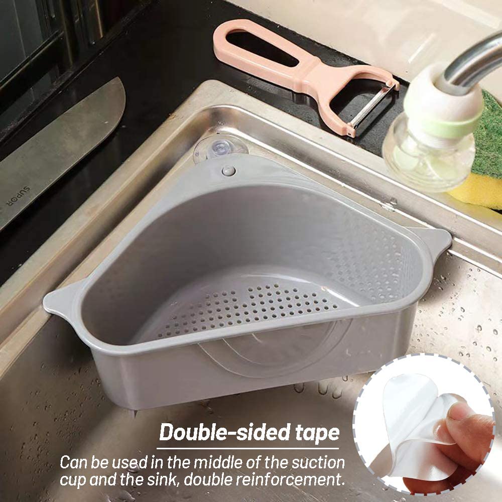 Kitchen Sink Drain Basket Multifunctional Drain Shelf Sink Storage Rack - Color: Gray