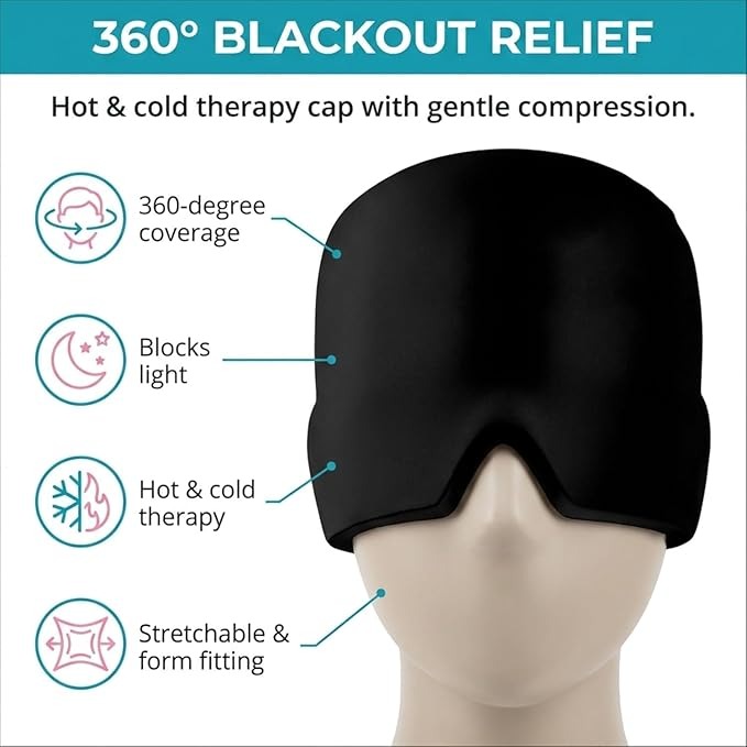 Migraine Relief Cap Reusable Ice Pack Cap for Men & Women