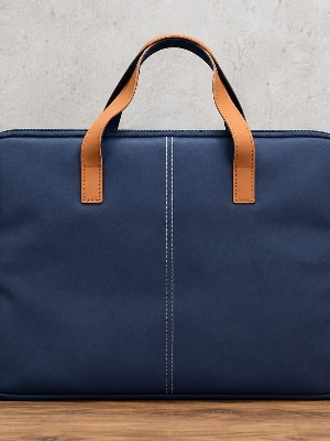 Navy Blue laptop bag Pu