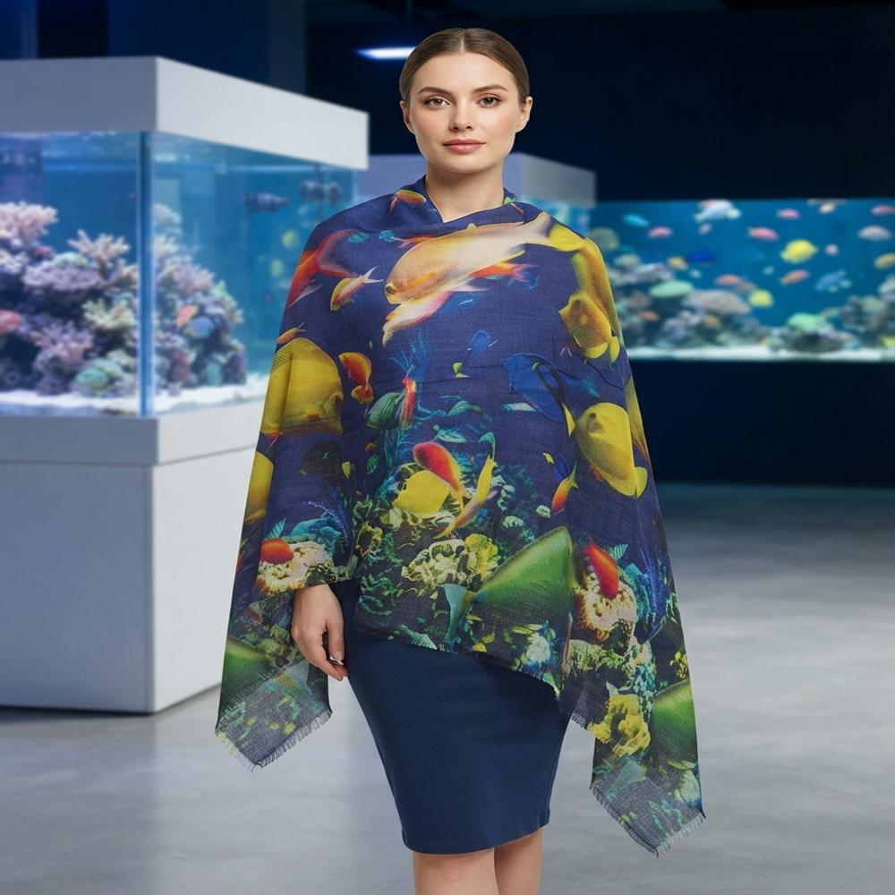 Fine Merino Wool Light Weight Digital Printed Stoles - Color: Assorted
