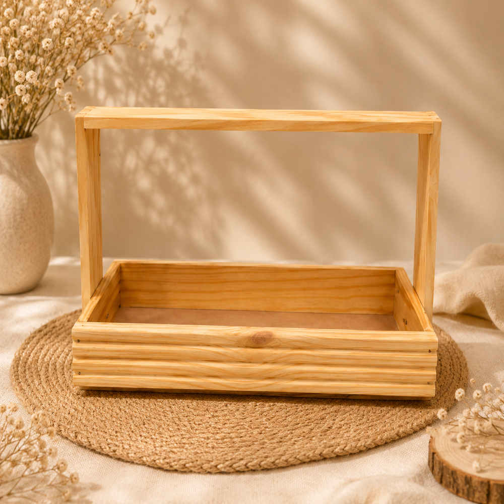 4 Jar Pinewood Baskets And Tray - Dimension (L*W*H): 14.5L X 4.25W X 2H Inch Inch (In)