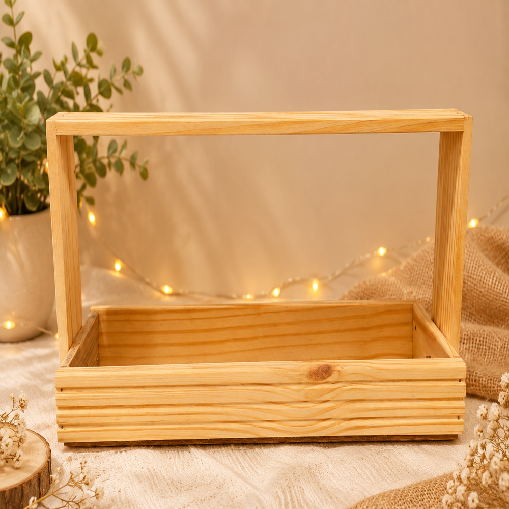 4 Jar Pinewood Baskets and Tray