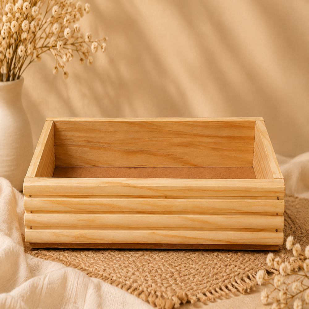 2 Jar Pine Wood Tray - Basket Type: Storage Basket
