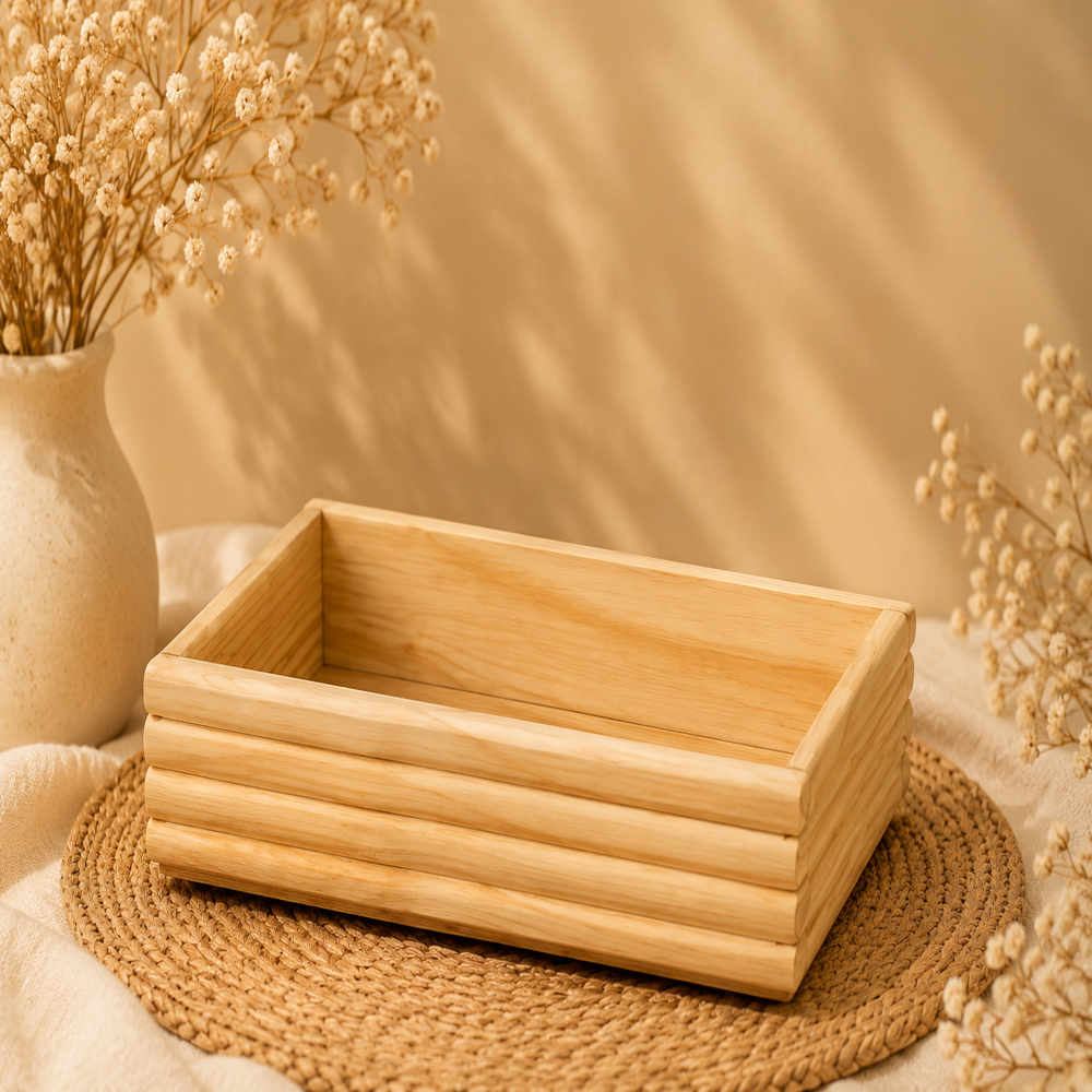 2 Jar Pine Wood Tray