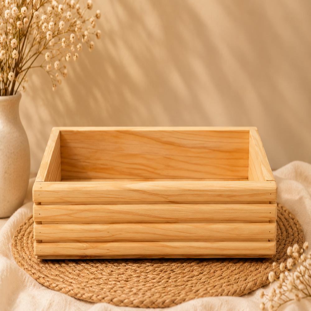 2 Jar Pine Wood Tray