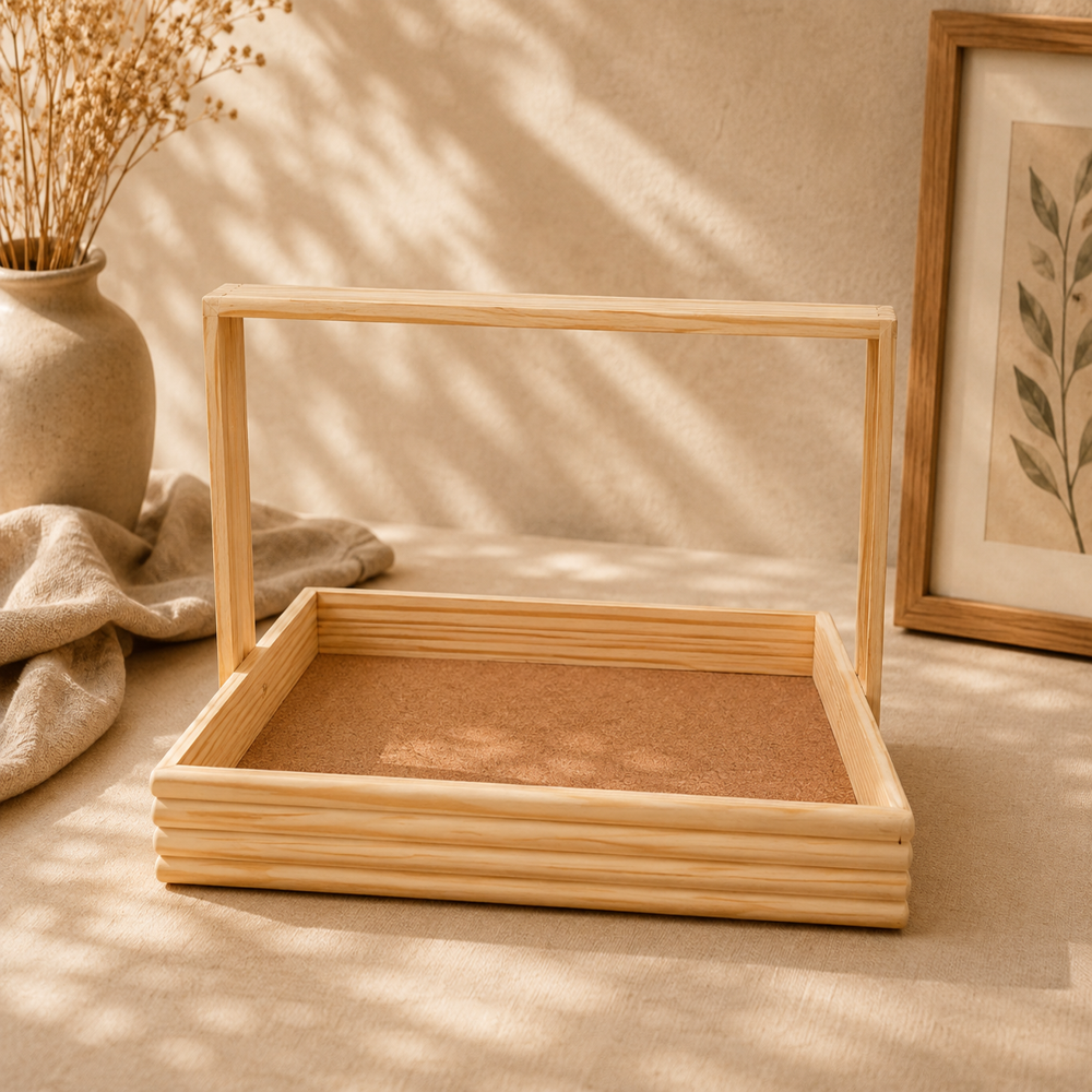 Pinewood Basket With Handle - Color: Natural