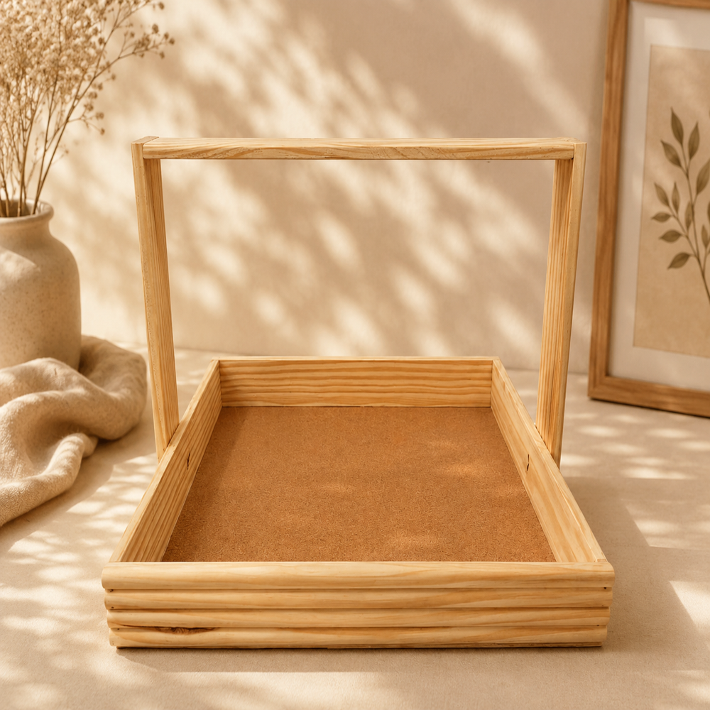 Pinewood Basket With Handle