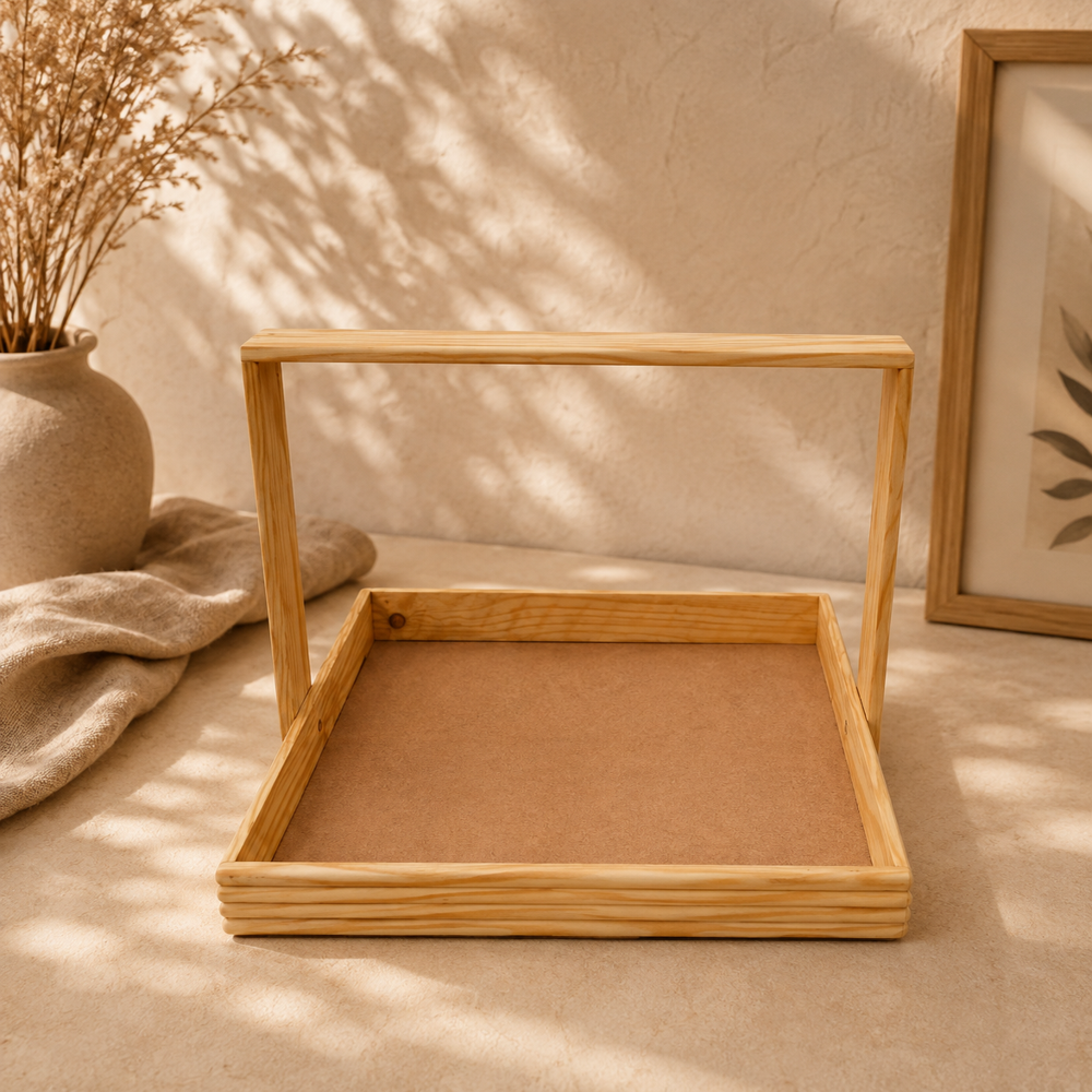 Pinewood Basket With Handle