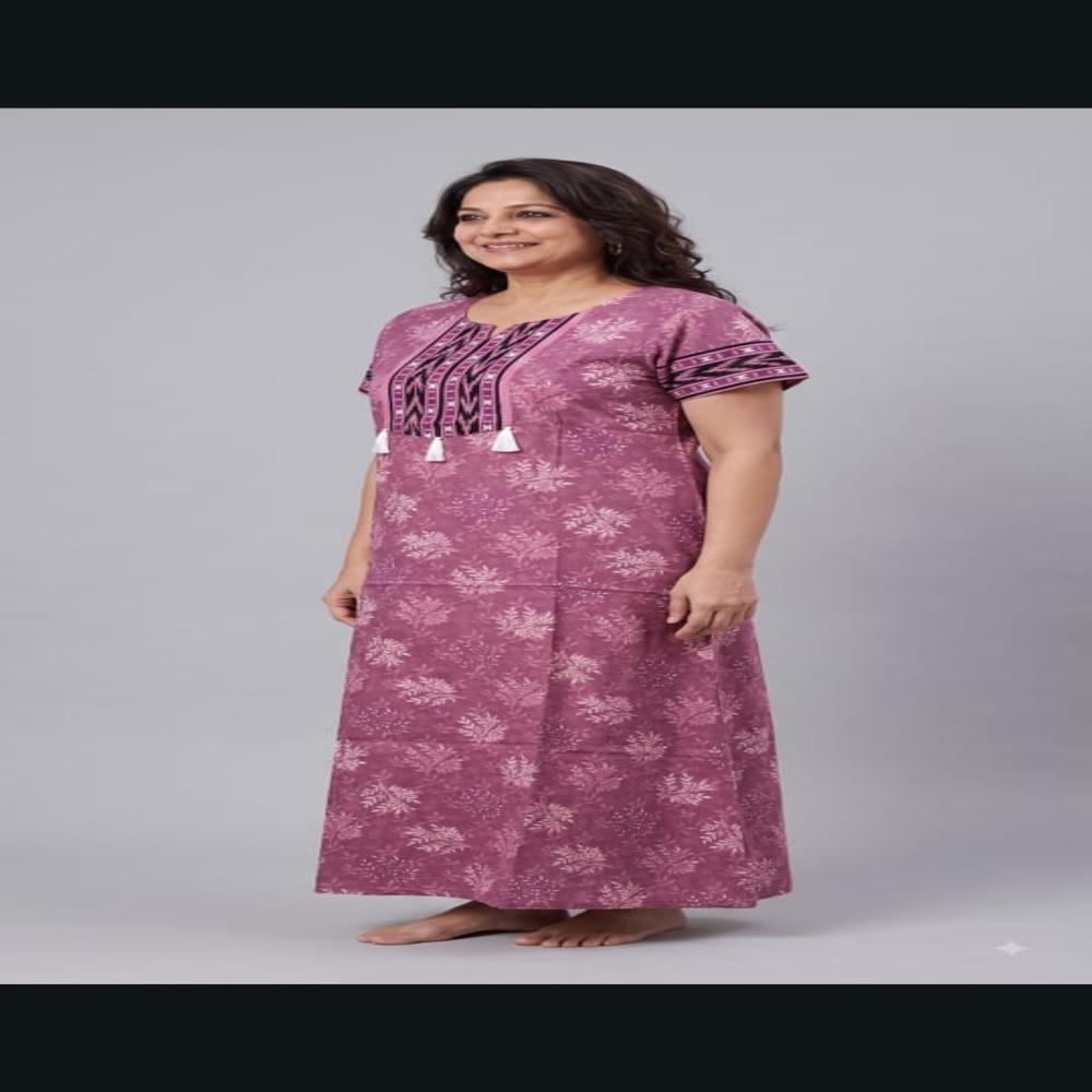 100% Pure Cotton Nighty for Women Printed Cotton Maxi Nighty Wholesale