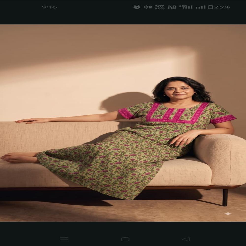 Ladies Cotton Nighty Printed Maxi Nightgown Womens Nightwear Manufacturer