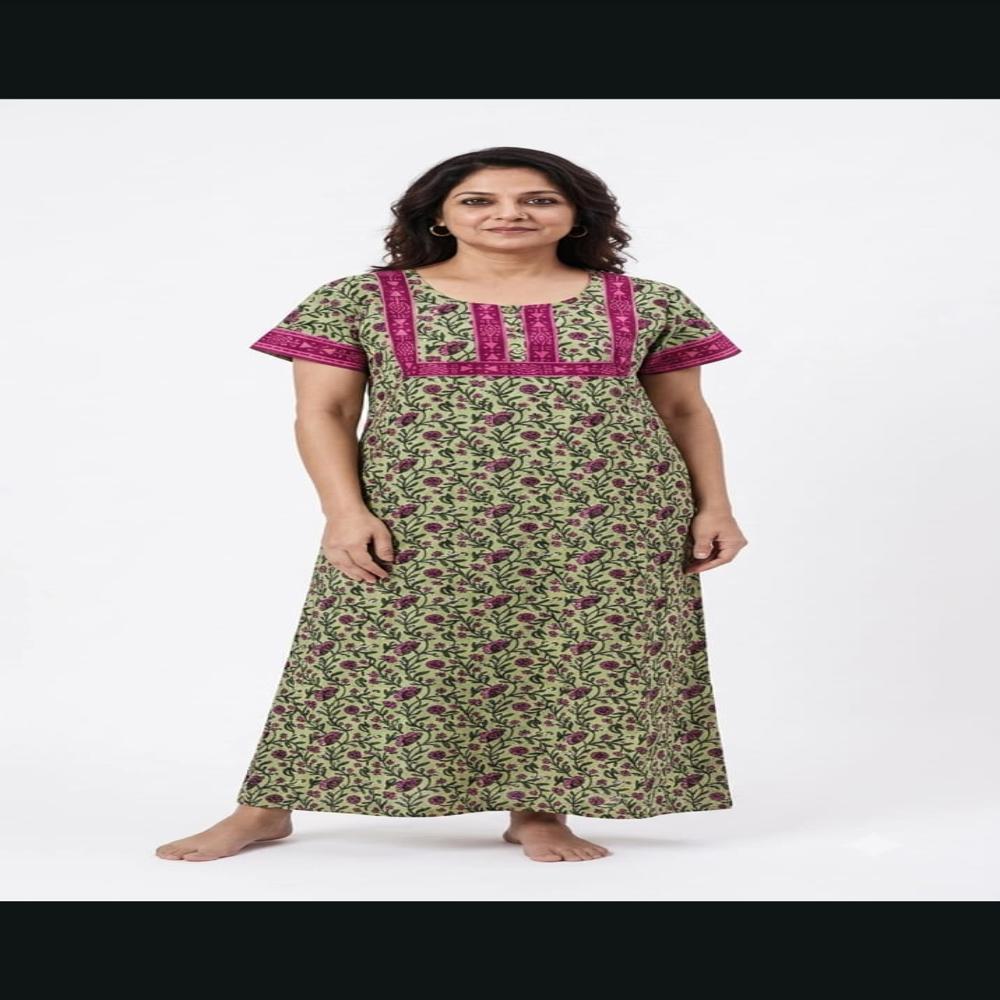 Ladies Cotton Nighty Printed Maxi Nightgown Womens Nightwear Manufacturer