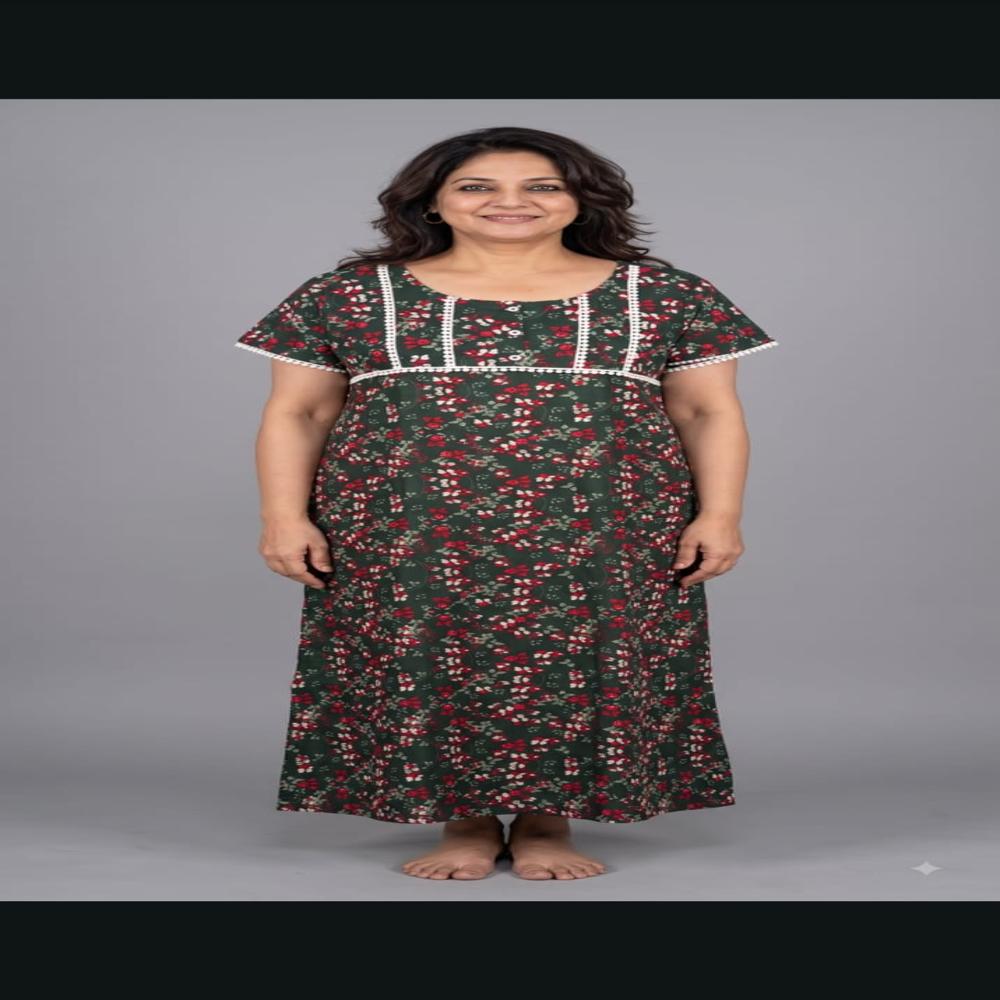 Women Cotton Nighty Full Length Maxi Nighty Printed Nightwear Wholesale
