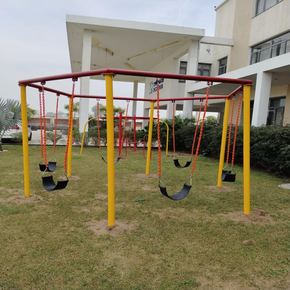 Multi Play Station - Lldpe/roto Slides, 25x18 Ft, Multicolor | Powder-coated Steel, Modular Platforms, 3 Straight Slides