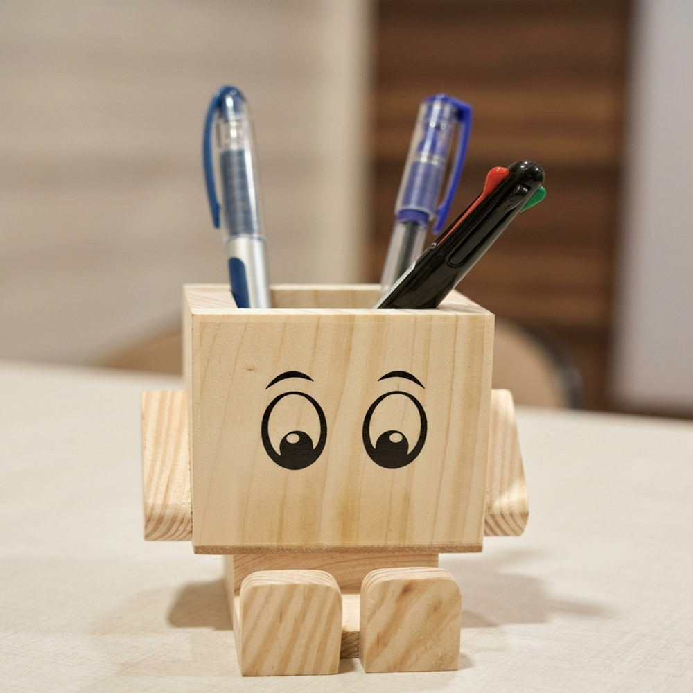 wooden pine pen stand