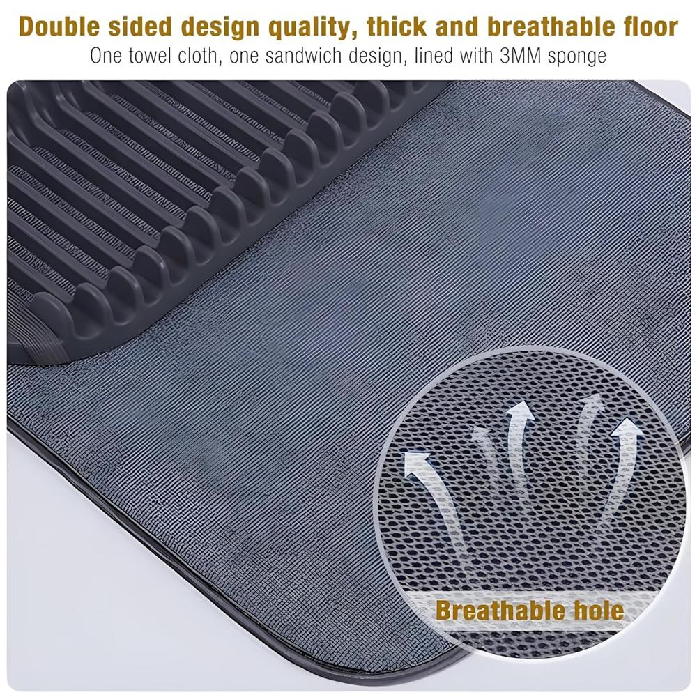 Microfiber Mat Space Saving Rack & Dish Drying Mat
