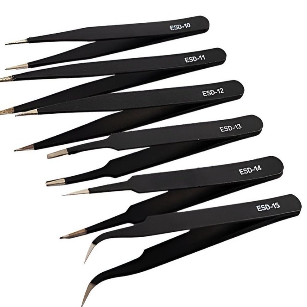 Carbon Steel 6Pieces Tweezer Set