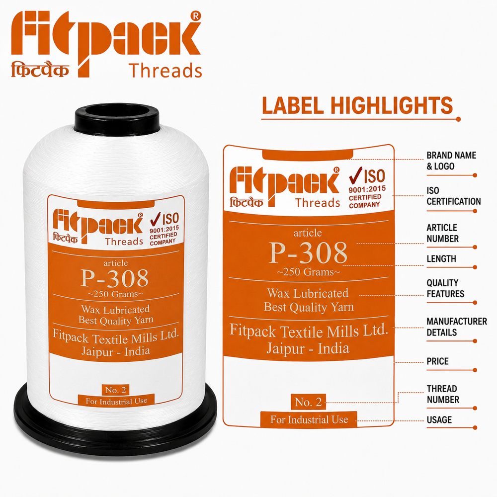 P-308 Polyester Industrial Sewing Thread for PP Bag Stitching | Fitpack