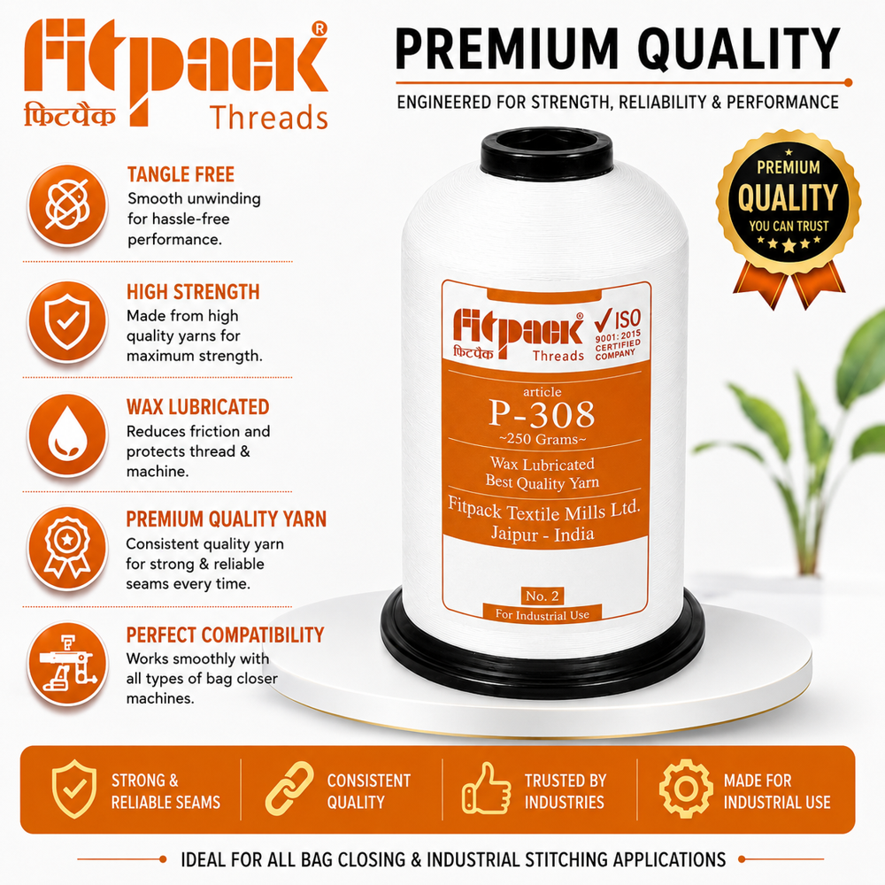 P-308 Polyester Industrial Sewing Thread for PP Bag Stitching | Fitpack