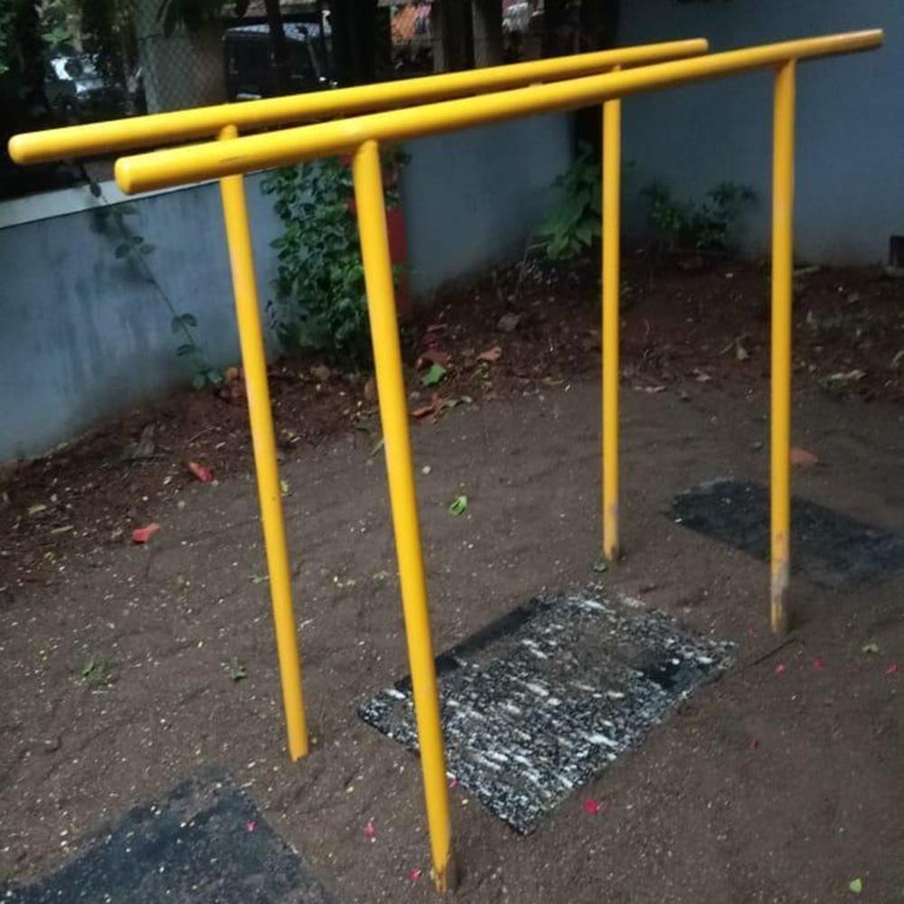 Double Bar Playground Equipment - Heavy-duty Gi Pipes, 5 Ft, Red | Rust-resistant, Anti-slip Grip, Bolt-down Installation
