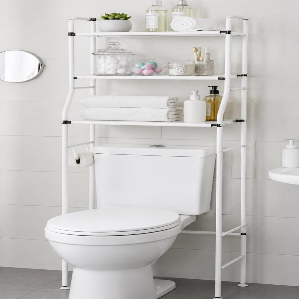 White Metal Over The Toilet Storage Rack