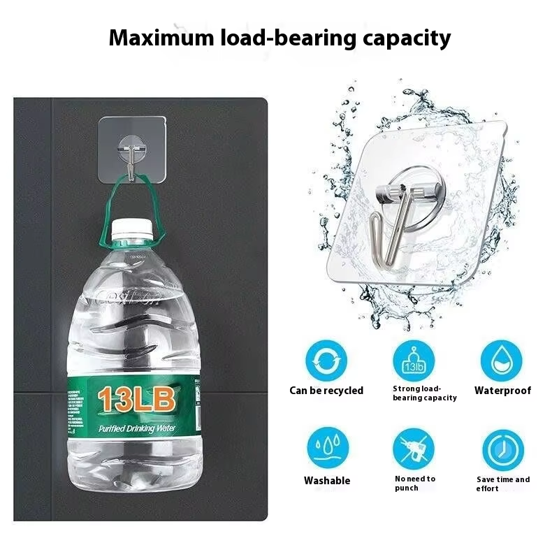 TRANSPARENT ROUND HOOK Hanging Hooks Without Drilling Self Adhesive Hooks