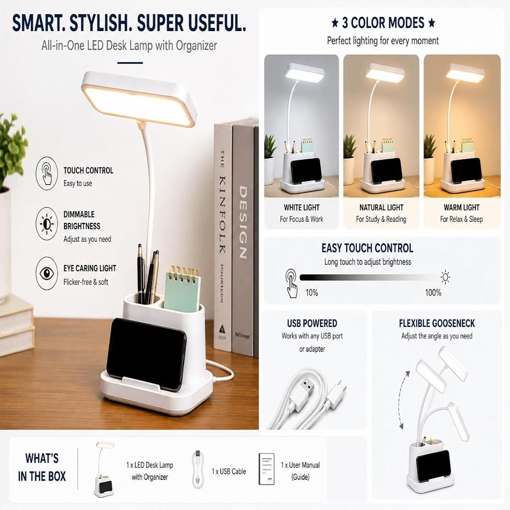 2 in 1 Desk Lamp With Pen Holder
