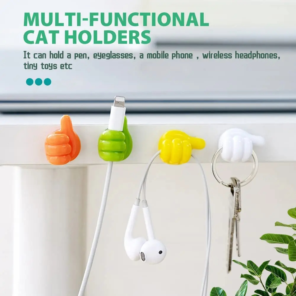 Thumb Wall Hooks Adhesive Cable Clip Self Adhesive Hooks For Cable Organization - Feature: Waterproof